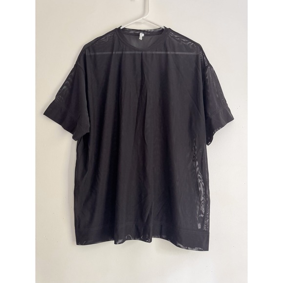 Athleta Tops - Athleta Womens Black Sheer Mesh Short Sleeve Oversized Layering Top Small